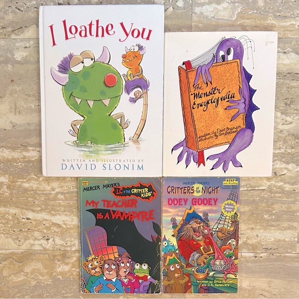 4 Monster Books: I Loathe You, Monster Encyclopedia, & 2 Mercer Mayer’s Critters